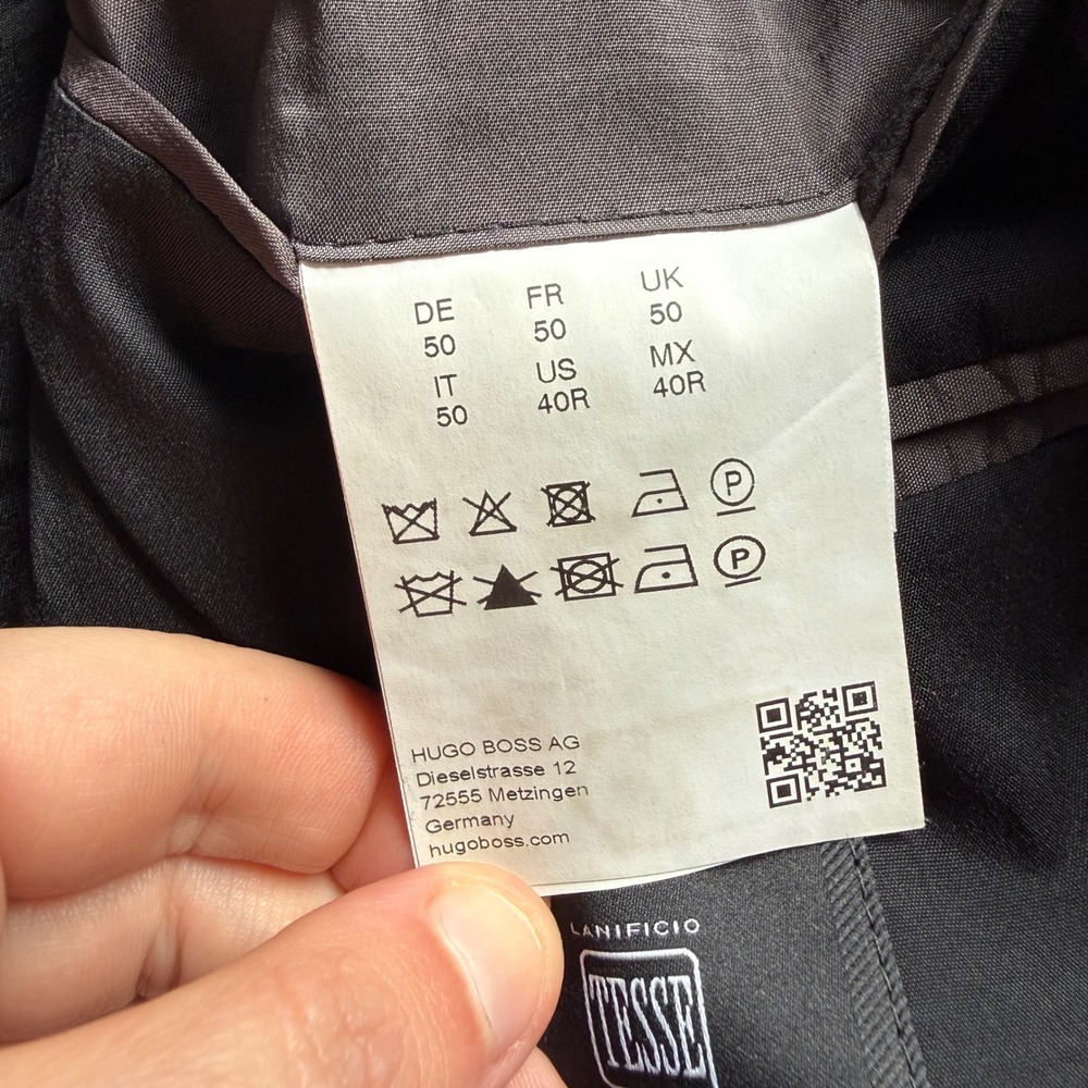 Hugo Boss Mens 40R Charcoal Gray Stretch Tailoring Wool Blazer Sport Coat 40 R - Picture 8 of 15